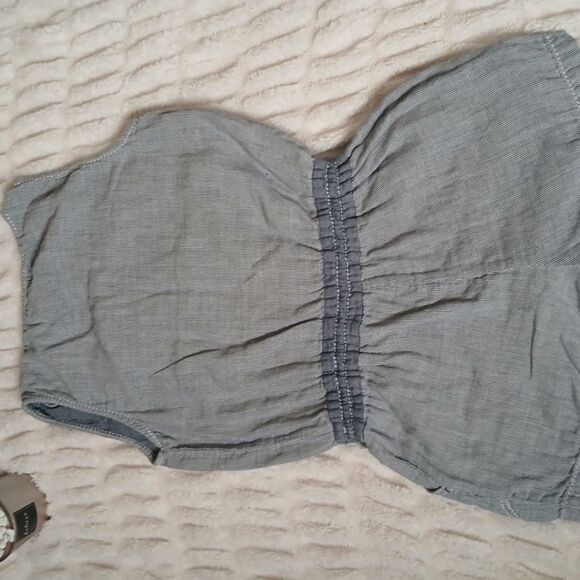 Nordstrom Rack Blue And White Sleeveless Button-Up Max Studio Romper 100% Cotton - Picture 3 of 9